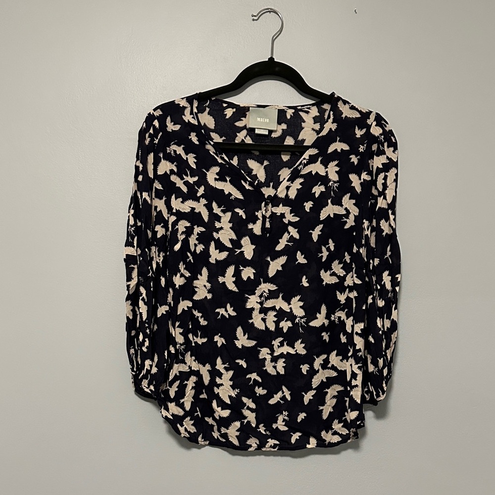Maeve Navy and Cream Floral Blouse